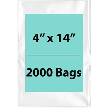 4X14 inches Clear Flat Poly Bags 3Mil Open Top (LDPE)